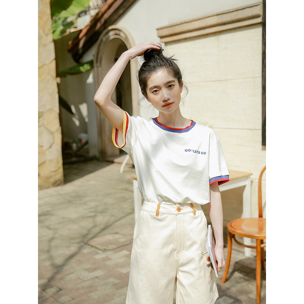 เสื้อคอตตอนแขนสั้น ดีไซน์ทันสมัย ระบายอากาศ ไม่ร้อน ยูนิเซ็กส์ เทรนด์ใหม่ใส่ได้ทั้งชายหญิง