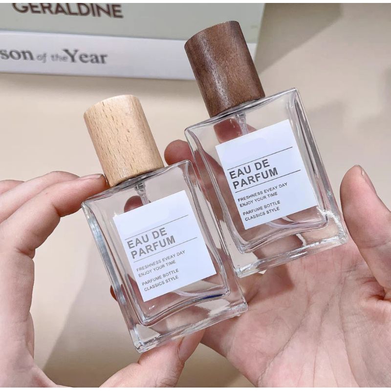 โค้ดสุดคุ้ม! COD ขวดสเปรย์ ฝาไม้แท้ 30ml 50ml 100ml ฝาไม้อ่อน ฝาไม้เข้ม ขวดน้ำหอมฝาไม้แท้ ขวดวู้ดดี้ woody wooden cap