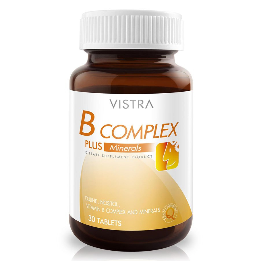 Vistra B-Complex Plus Minerals B Complex วิสทร้า บีคอมเพล็กซ์ วิตามินบีรวม บำรุงสมอง 30 เม็ด