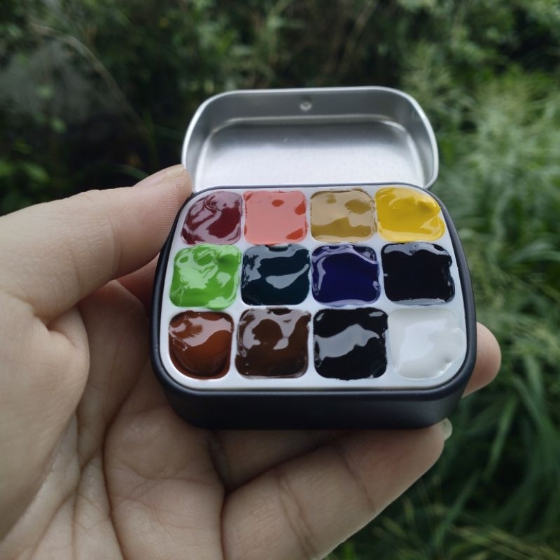 (พร้อมส่ง) สีน้ำตลับ 12 สี Holbein Watercolor Cartridge