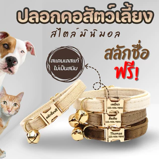 Pawlux pets ปลอกคอสัตว์เลี้ยงสลักชื่อฟรี สไตล์มินิมอลสแตนเลสแท้
