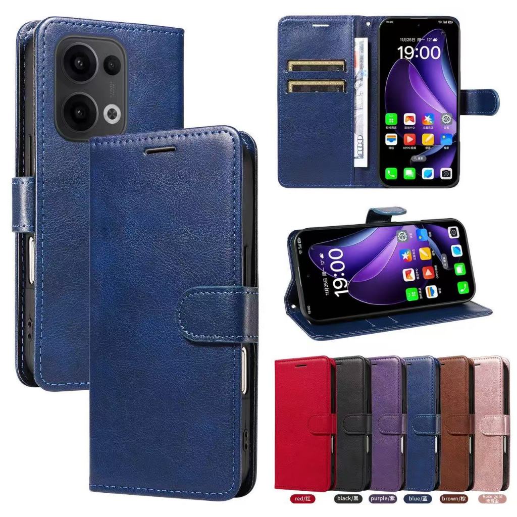 เคสฝาพับ กระดุม สำหรับOppo A6 A6X A6Pro Reno14 Pro Reno13 Pro Reno13F 14F12F Reno12 Reno2F Reno4 5 R