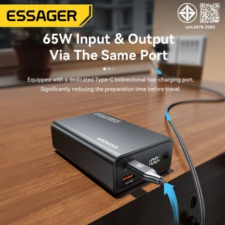 Essager 65W 20000mAh พาวเวอร์แบงค์จอแสดงผลดิจิตอล สีดำ