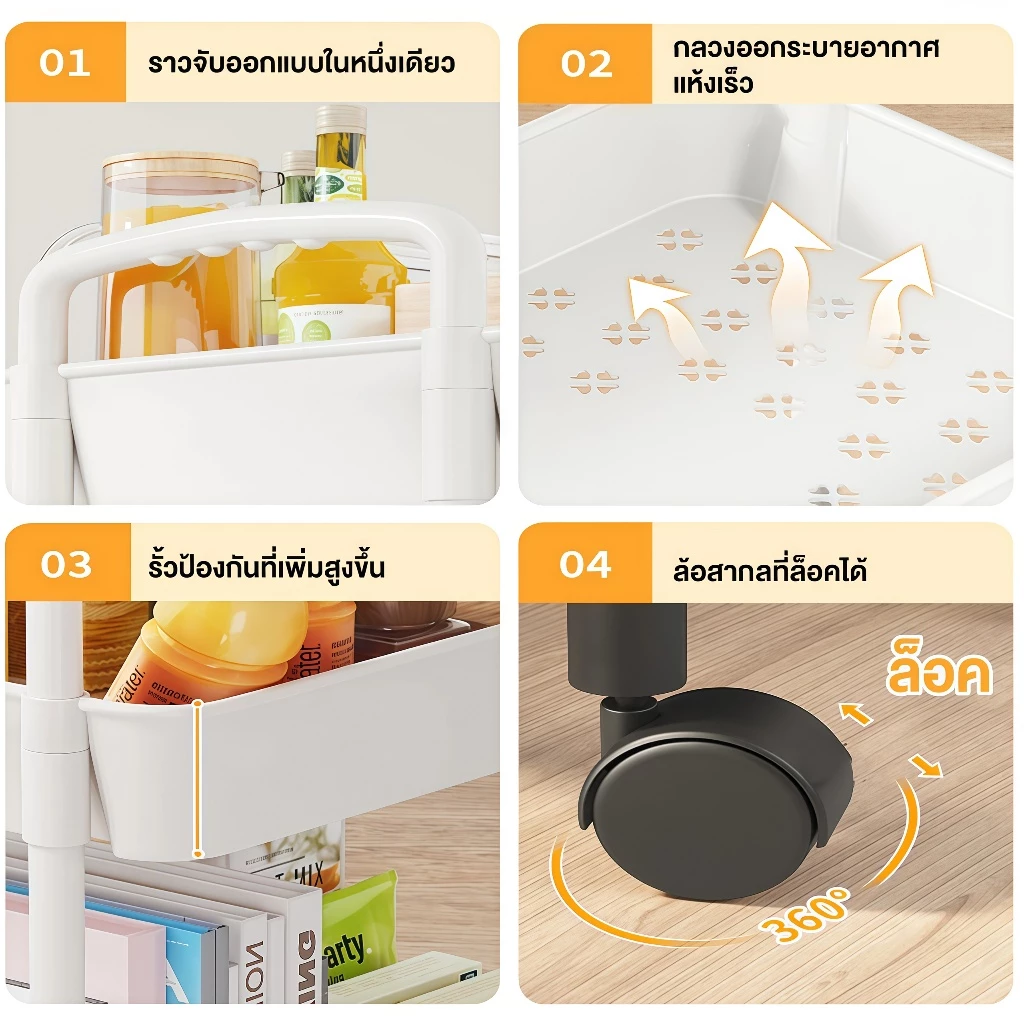 🔥ชั้นวางของรถเข็นพลาสติก 3/4/5ชั้น พร้อมล้อเลื่อน+ที่จับ เคลื่อนย้ายสะดวก วางของในครัว รุ่นฮิต พร้อมส่ง! thumbnail 7
