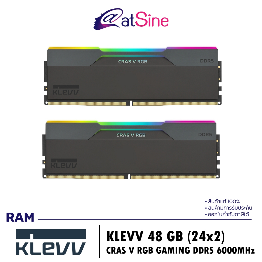 แรม RAM: KLEVV - 48GB (CRAS V RGB GAMING (24GBx2) DDR5 6000MHz)