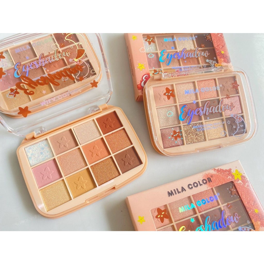 MILA COLOR อายแชโดว์+กริตเตอร์โทนน้ำตาล12ช่อง NO.MC5064