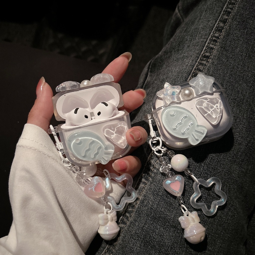 ปลาดาว ปลาดาว เคสหูฟัง 1/2/3/4 เคสใสการ์ตูนนูน Airpods เคสหูฟังบลูทูธ เคสหูฟังไร้สาย pro pro2 gen ge