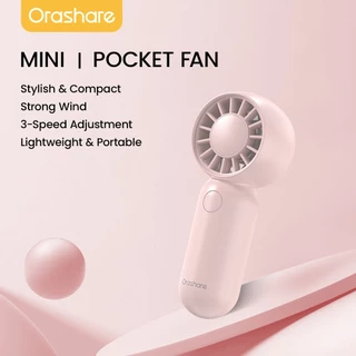 Orashare HF15 พัดลมพกพาขนาดเล็กพิเศษ พัดลมมือถือสำหรับเด็ก ปรับลมได้ 3 ระดับ น้ำหนักเบาเป็นพิเศษ พร้อมสายคล้อง