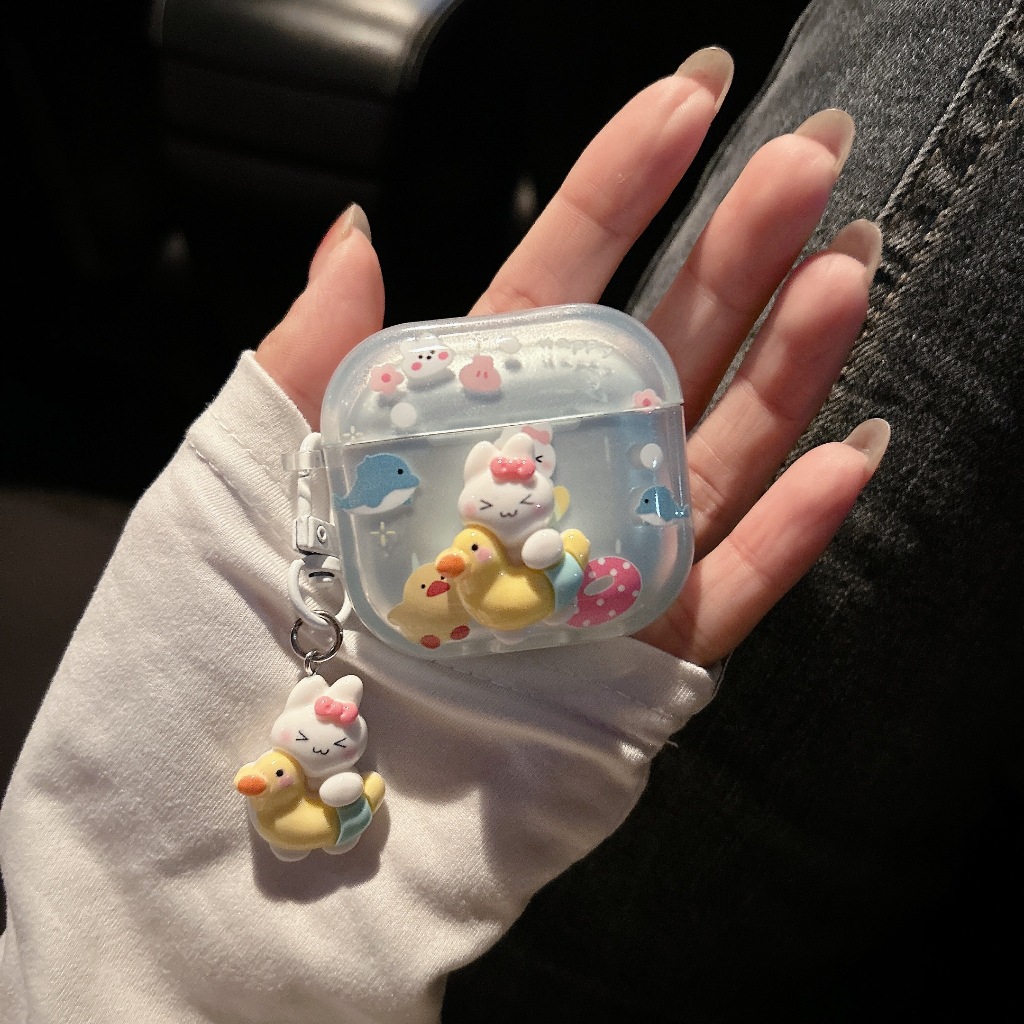 เป็ดกระต่าย เคสหูฟัง 1/2/gen2 เคสใสการ์ตูนนูน Airpods เคสหูฟังบลูทูธ เคสหูฟังไร้สาย pro pro2  gen gen2 gen3 Airpods4 - รูปที่ 4