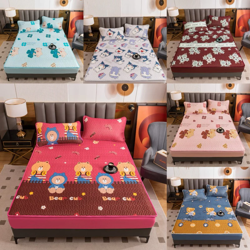 ผ้าปูที่นอนยางพาราไหมน้ำแข็ง 6ฟุต 180x200ซม