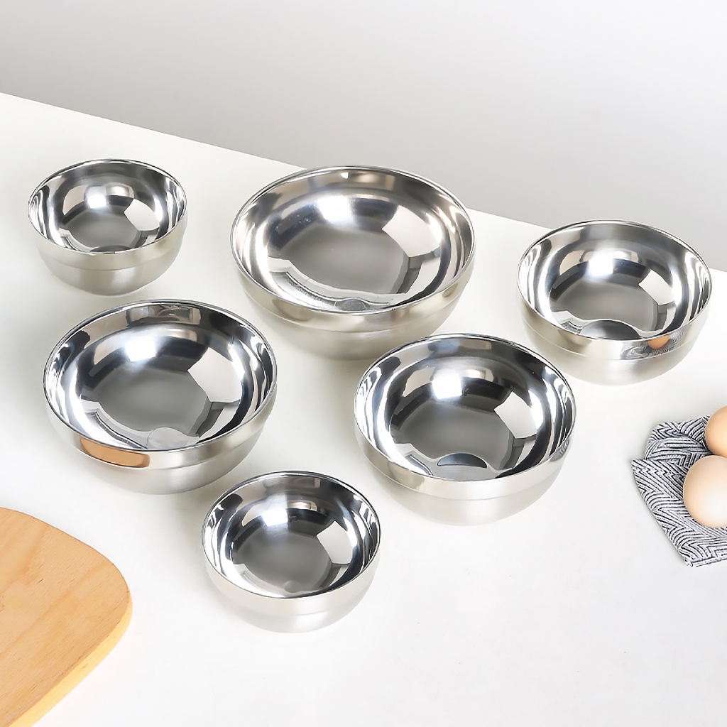 ถ้วยสแตนเลส แบบหนาสองชั้น ไม่ร้อนมือ ขนาด12/14/16/18/20CM ชามสแตนเลส ถ้วยชาม - รูปที่ 5