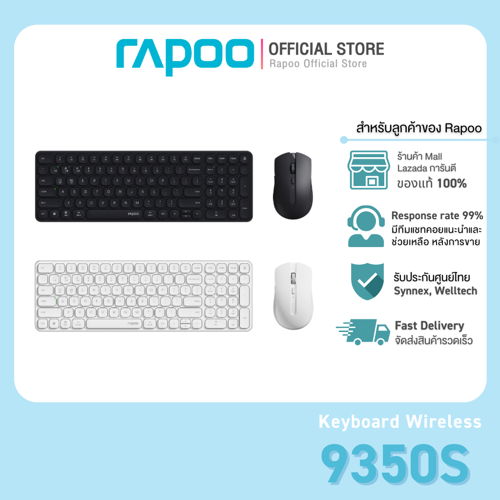 Rapoo Multi-Mode wireless Optical Mouse & Keyboard รุ่น 9350s