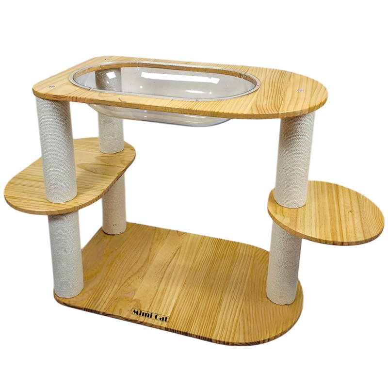 คอนโดแมวไม้สน ของเล่นแมว ที่นอนแมวอวกาศใสขนาดใหญ่ เสาข่วนเล็บใหญ่ 8cm MIP153N