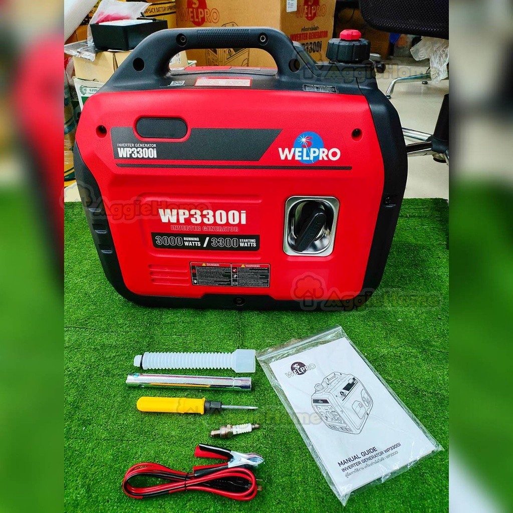 WELPRO เครื่องกำเนิดไฟ รุ่น WP3300I 220V 3.0kW 13.6A เครื่องยนต์ 4 จังหวะ (Recoil start) แบบอินเวอร์