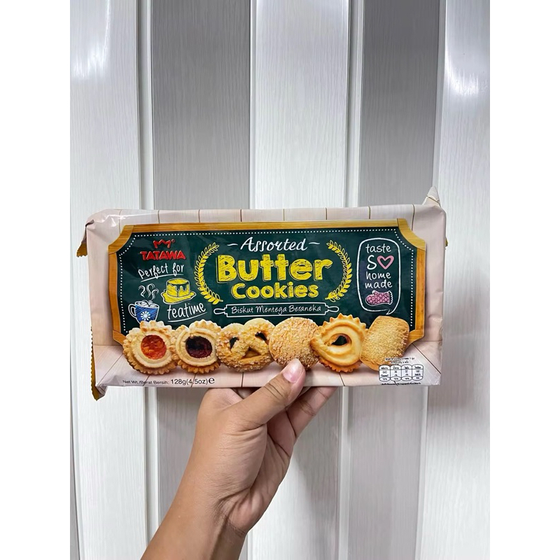 Butter cookies Tatawa บัตเตอร์คุกกี้รวมรส (เนย แยมสตรอเบอรี่ แยมส้ม) ขนาด 128 กรัม