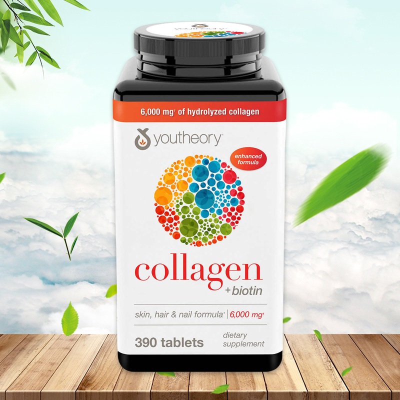 (Exp.06/2027)Youtheory Collagen Plus Biotin 390 เม็ด