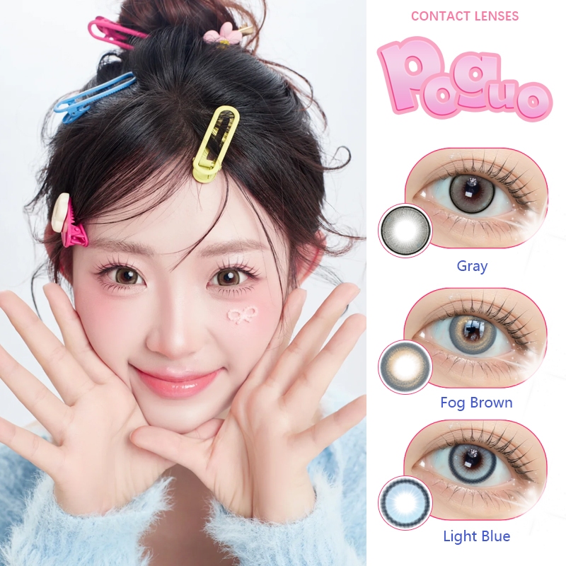 คอนแทคเลนส์ สีฟ้า/น้ำเงิน-น้ำตาล/เทา อายุ 6 เดือน เส้นผ่านศูนย์กลาง 14.2 มม. การมองเห็น 0-450 (2 ชิ้น)