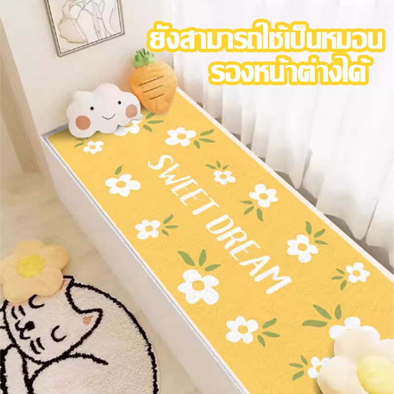 พรมเช็ดเท้า 40*120cm พรมยาว พรมข้างเตียงแบบยาว ขนนุ่ม มีแผ่นกันลื่น พรมห้องนอน พรม ยาว มินิมอลแต่งห้อง ตกแต่งบ้าน - รูปที่ 6