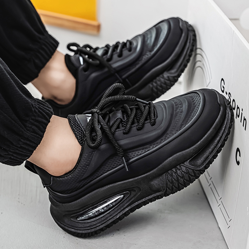 【Venous】2025 รองเท้าผู้ชายสีดำแบบกีฬา รองเท้ากีฬาแบบสบายสำหรับผู้ชายสไตล์เกาหลี รองเท้าผู้ชายแท้ คุณภาพสูง