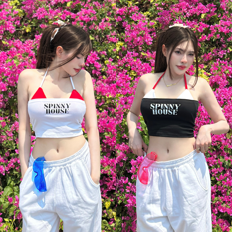 🌈SpinnyHouse🌈ชุดเล่นน้ำสงกรานต์ 💦 บิกีนี่แซ่บๆ ผูกเชือกปรับระดับได้ รุ่น บิกีนี่ทูโทน+เกาะอกยูนิSPINNY