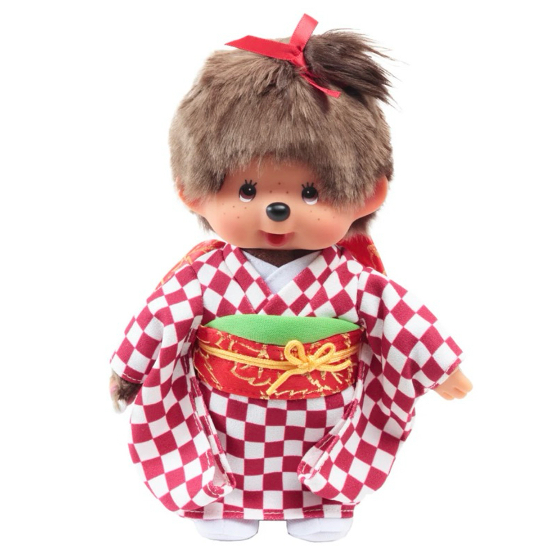 พร้อมส่ง/แท้🇯🇵 Sekiguchi Monchhichi Kimono Japanese girl (Red-white)pattern🟥⬜️