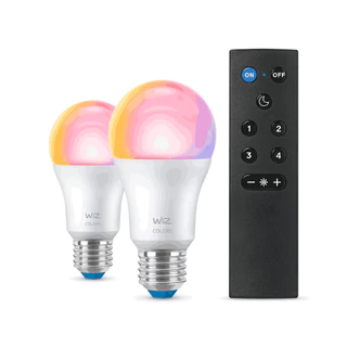 Wiz หลอดไฟเปลี่ยนสี led ขั้ว E27 2ดวง แถมรีโมท 16 ล้านสี 8.5w วัตต์ ของแท้ ประกันศูนย์ 2 ปี