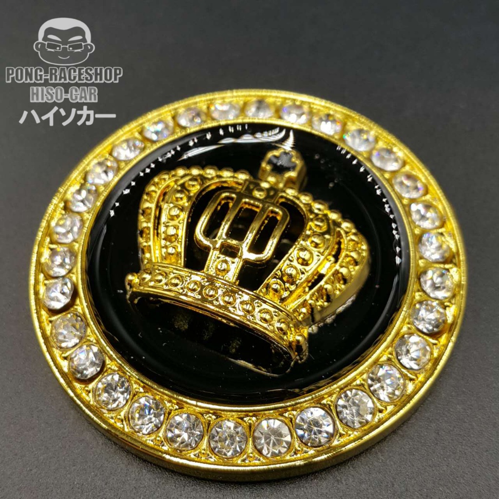 ส่งจากไทย HISO-CAR VIP โลโก้ มงกุฏ สีเทองพื้นดำ ทรงกลม ขนาด 5x5cm