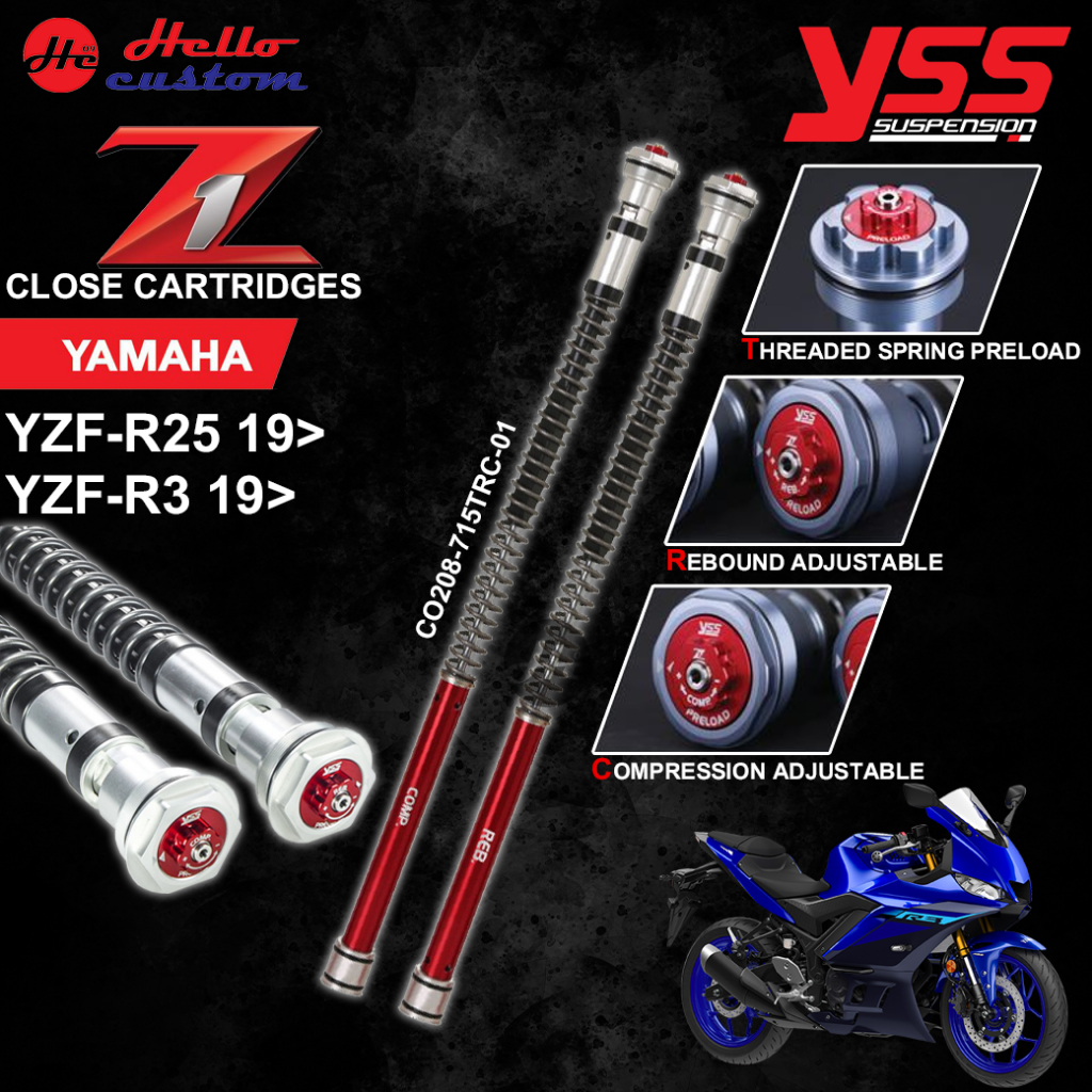 ชุดอัพเกรด โช้คหน้า YSS CARTRIDGES Z1 Yamaha YZF R25 2019 > / R3 2019 > [ CO208-715TRC-01 ]