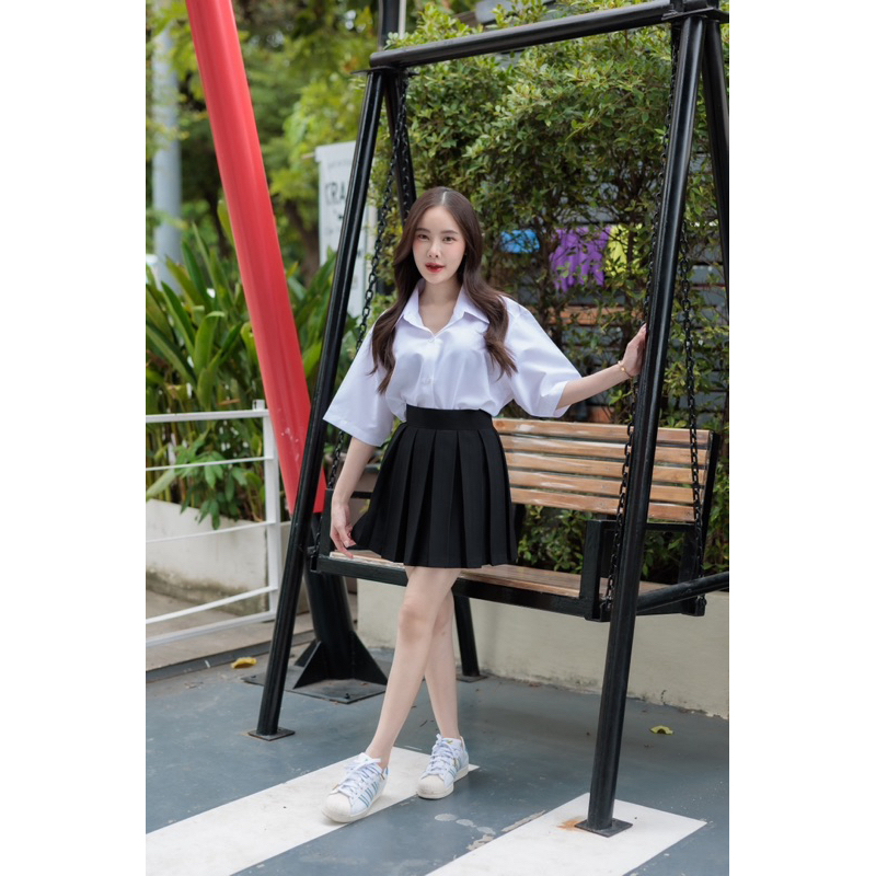 เสื้อนักศึกษาทรงบอย ทรงตรงไม่เข้ารูป oversized ราคา ถูกที่สุด ดีลบีเคเค แกลเลอรีภาพที่ 6