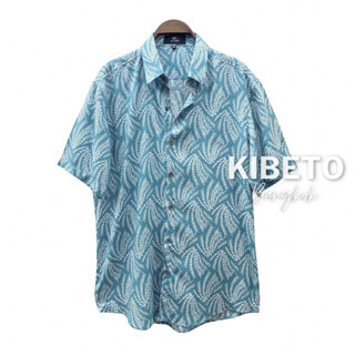 Kibeto เสื้อฮาวาย ลายรวงข้าว สีฟ้า ผ้าสปันเรยอน เนื้อนิ่ม ใส…