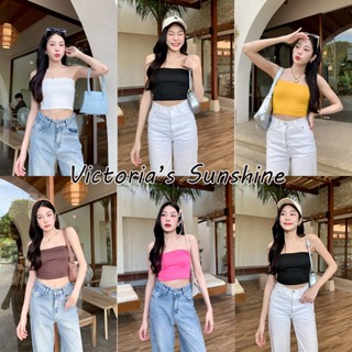 Victoria's🌟พร้อมส่ง🌟 เสื้อเกาะอก ไม่มีฟองน้ำ สีพื้น ยืดพอดีต…