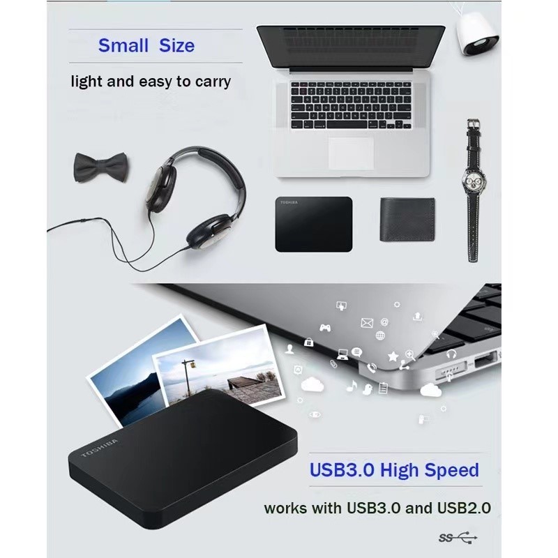 Toshiba External Hard Disk HDD 1TB / 2TB ความเร็วสูง USB 3.0 ฮาร์ดไดรฟ์ภายนอก เหมาะสำหรับโน๊ตบุ๊คและเดสก์ท็อป