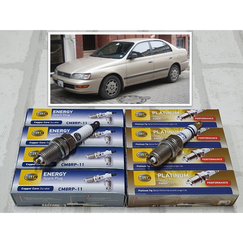 หัวเทียน Toyota Corona AT190 โฉมท้ายโด่ง ( 1992 - 1996 ) ชุด 4 หัว : Hella CM8RP-11 / PM8RC-11
