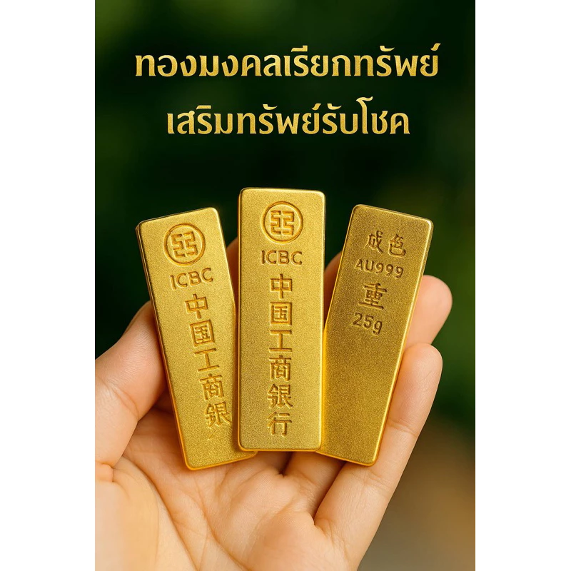 ทองแท่งจำลองเสริมมงคล รุ่น ICBC ขนาดจำลองทอง10บาทสินค้ามีน้ำหนัก