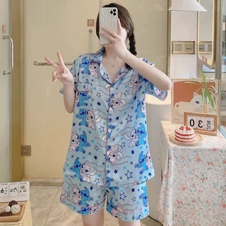 ชุดนอนผ้าซาติน ชุดนอนผู้หญิง แขนสั้นขาสั้น งานนิ่มมาก ใส่สบาย GL