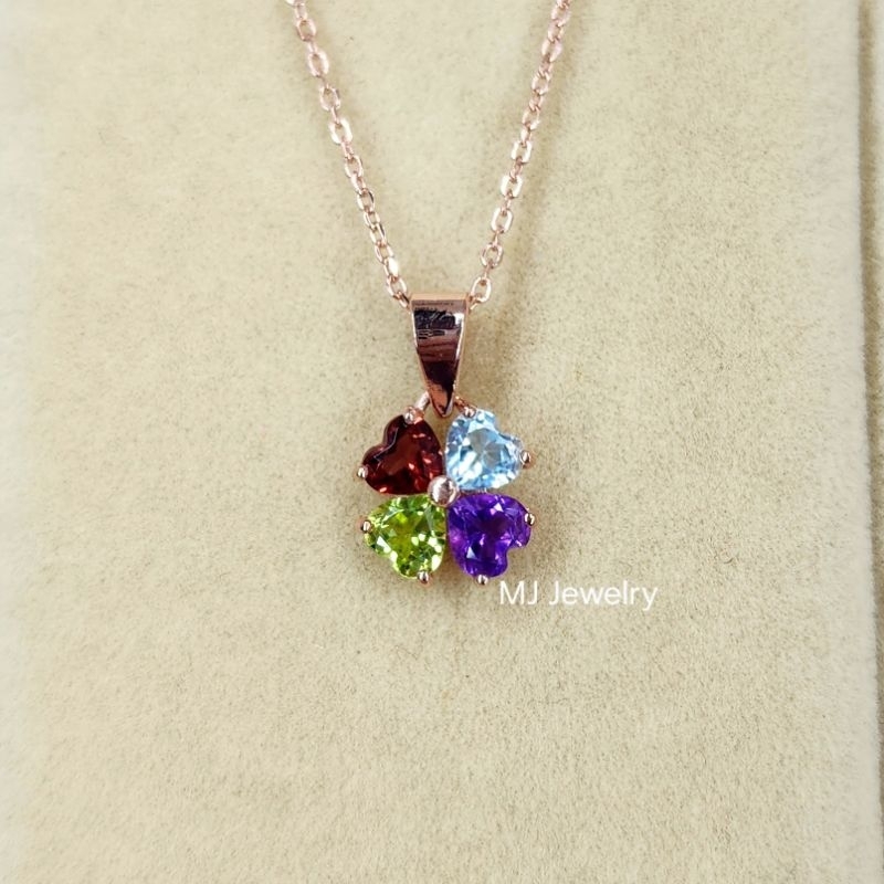 จี้พลอยหัวใจ จี้ใบโคลเวอร์ พลอยแท้ 100% ขนาด 4 มิล จี้เงินแท้ 925 จิวเวลรี่จากจันทบุรี ราคา ถูกที่สุด ดีลบีเคเค แกลเลอรีภาพที่ 4