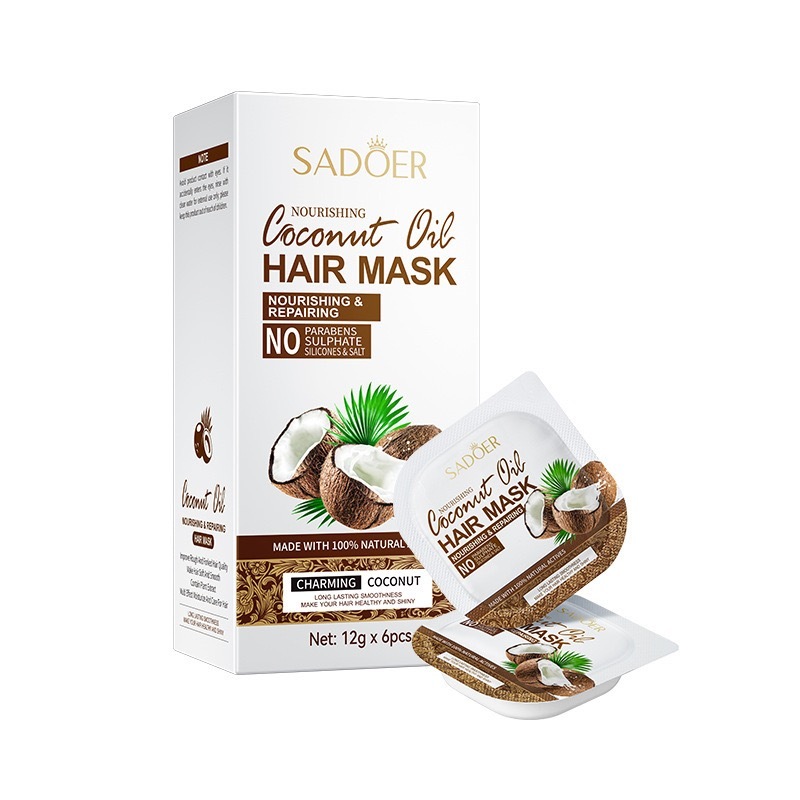 ครีมหมักผม 1กล่องมี6ชิ้น SADOER COCONUT OILHAIR MASK