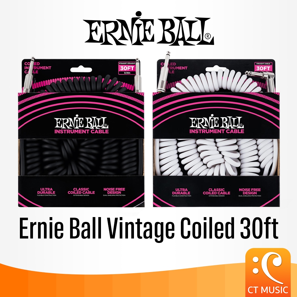 Ernie Ball Vintage Coiled 30ft Straight/Straight - Straight/Angle Instrument Cable สายแจ้ค สายเคเบิล ErnieBall