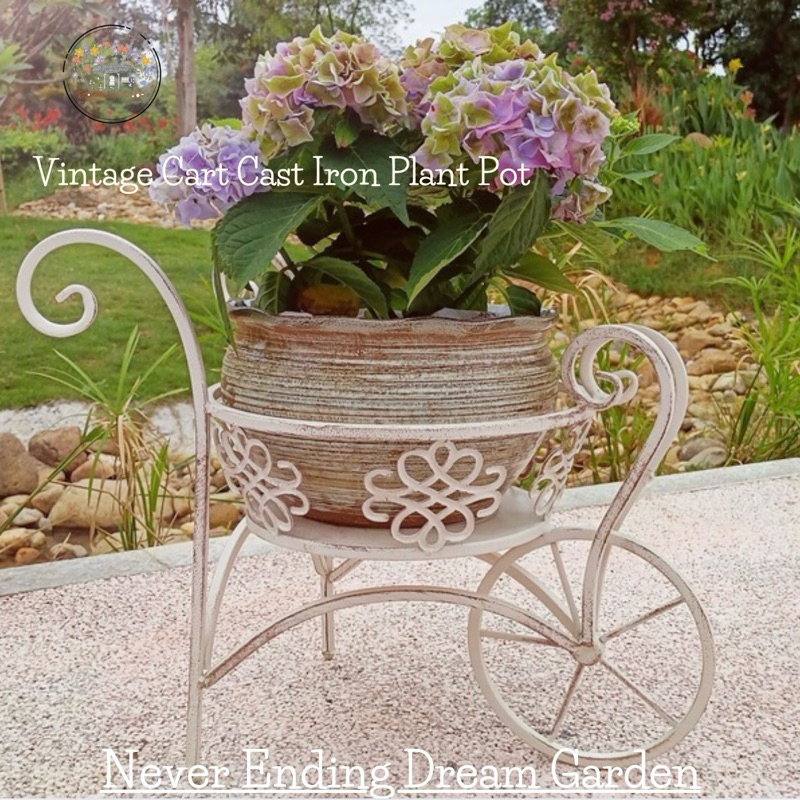 Vintage Cart Cast Iron Plant Pot รถเข็นกระถางต้นไม้เหล็กหล่อสไตล์วินเทจ
