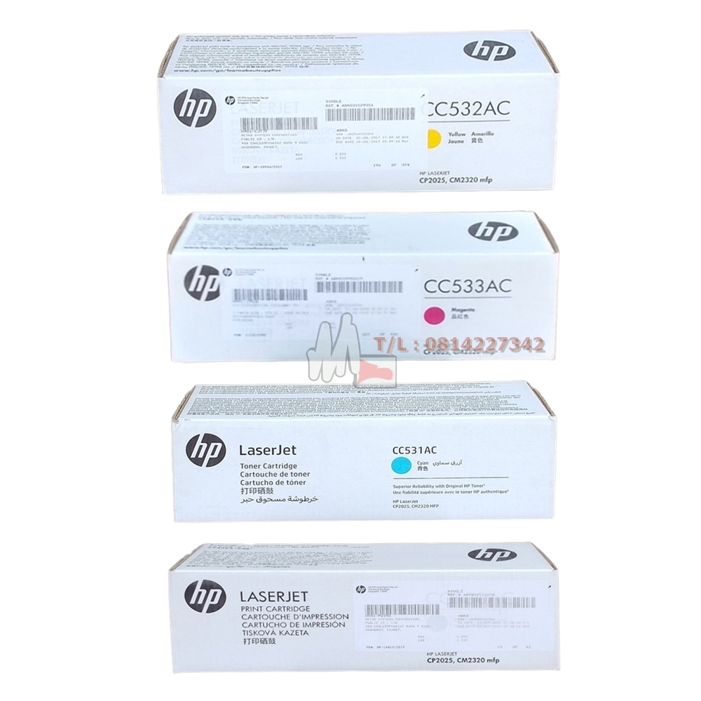 HP 304A หมึกโทนเนอร์ แท้ CC530AC BK , CC531AC C, CC532AC Y , CC530AC M กล่องขาว CP2020 CP2025 CM2320