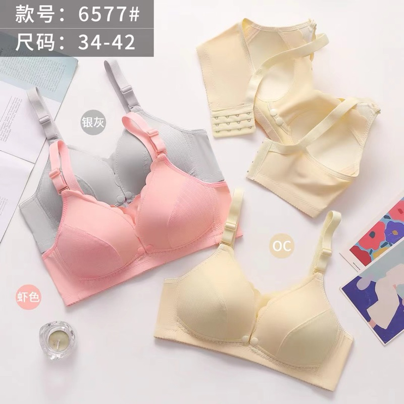 6577เสื้อในให้นม ใส่ปั๊มนมได้ มี 3 สีให้เลือก (หลา 34-42BC) อ้าปากข้างหน้า