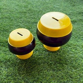 บาตรออมสิน กระปุกออมสิน กระปุกออมสินบาตรพลาสติก สีดำ-เหลือง