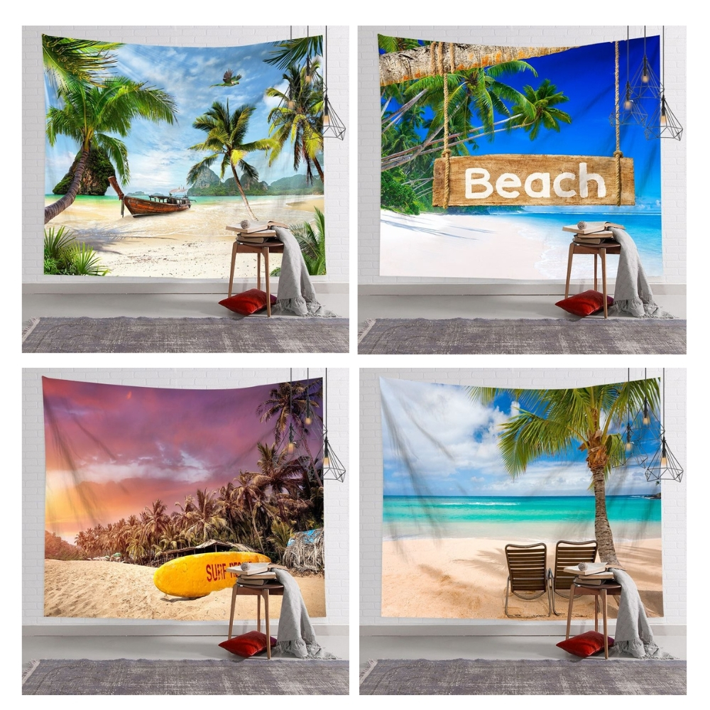 [สั่งพิมพ์ตามออเดอร์นะคะ] [วิว ทะเล Beach Sea Sunny Wave]โปสเตอร์ผ้า ผ้าแขวนผนัง ผ้าแขวนตกแต่ง อุปกรณ์ตกแต่งบ้าน ฉากหลัง