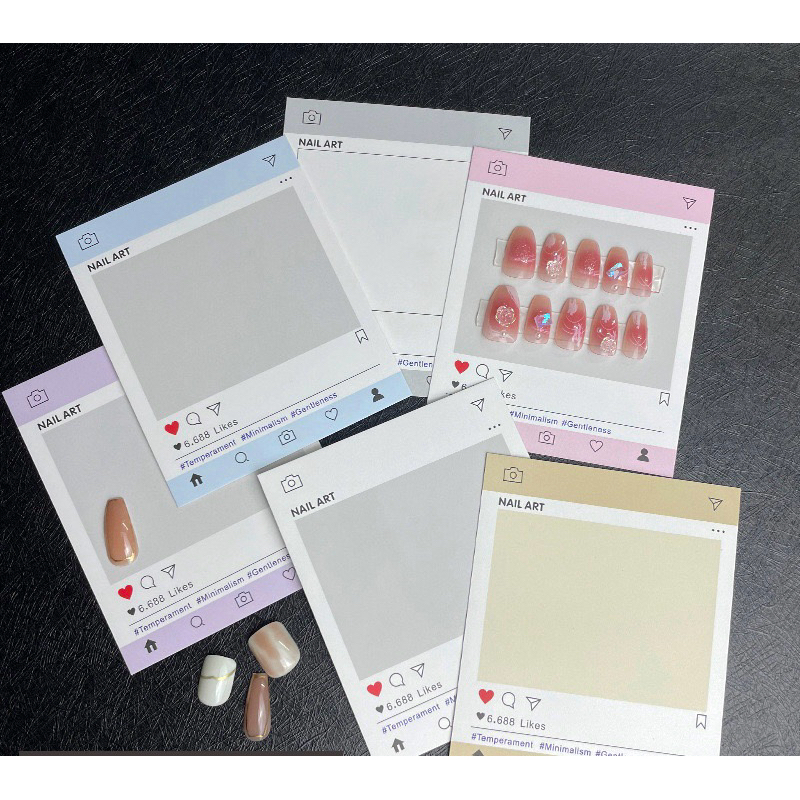 New 03/2025ลาย IG แผ่นรองเล็บปลอม กระดาษติดเล็บปลอม Set 20 แผ่นป้ายติดเล็บปลอม อุปกรณ์ทำเล็บเจล