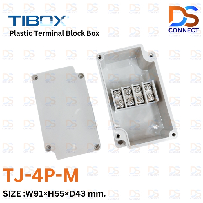 TIBOX TJ-4P-M Plastic Terminal Block Box กล่องพลาสติก พร้อมเทอร์มินอลบล็อก 91x55x43 mm.