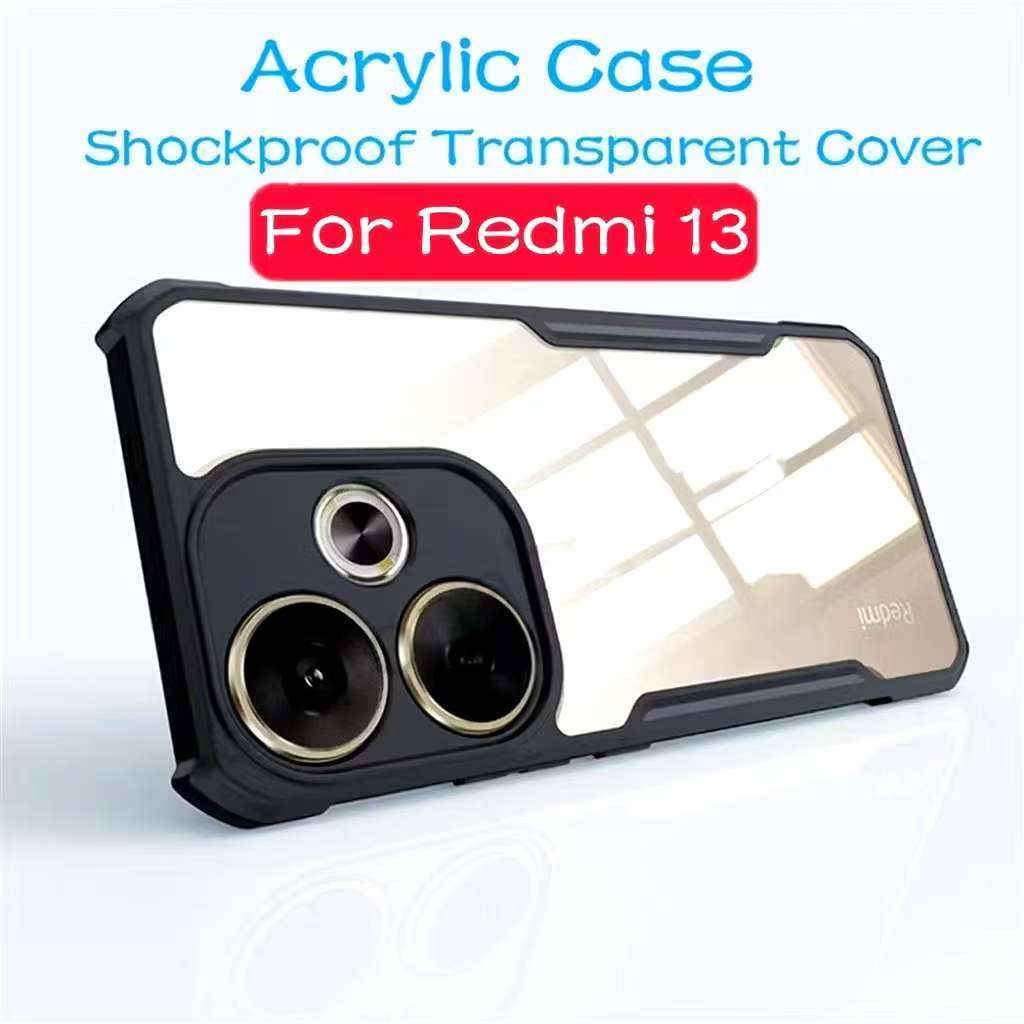 เคสกันกระแทก ขอบสีหลังใส สำหรับ Xiaomi Redmi 13 13X / Poco M6