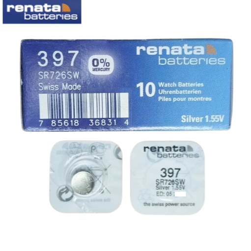 ถ่านนาฬิกา Renata 397 SR726SW ของแท้ Swiss Made 1.55V ถ่านสวิส ถ่านกระดุม ถ่านใหม่ (1 ก้อน) ED.2027