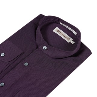 Hazard เสื้อเชิ้ตทำงานคอจีนแขนยาวลายทาง ผ้า Micro Filament(ไ…