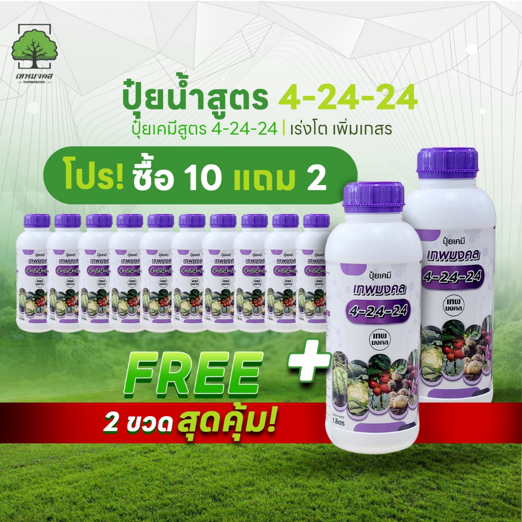 ปุ๋ยน้ำสูตร 4-24-24 ( 10 แถมฟรี 2 ) สูตรพรีเมี่ยม เร่งช่อดอก เร่งผล เนื้อแน่น ผลใหญ่ พร้อมจัดส่ง