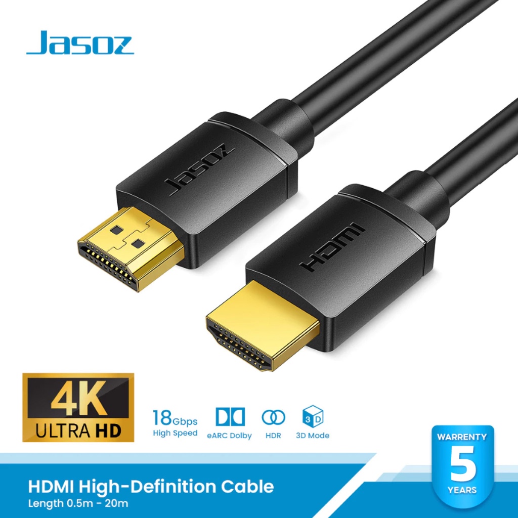 ⚡ส่งจาก กทม⚡Jasoz สาย HDMI แท้ 4K HDMI Cable New Product High-Definition ความยาว 0.5-10 เมตร ความคมชัดระดับ 4K